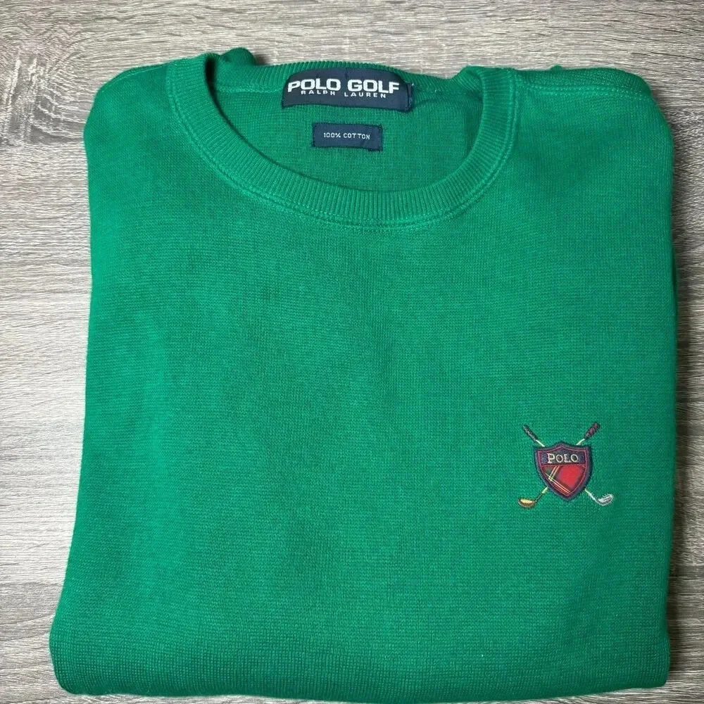 Polo Ralph Lauren Golf Green Crewneck Pullover Sweater Embroidered Size M